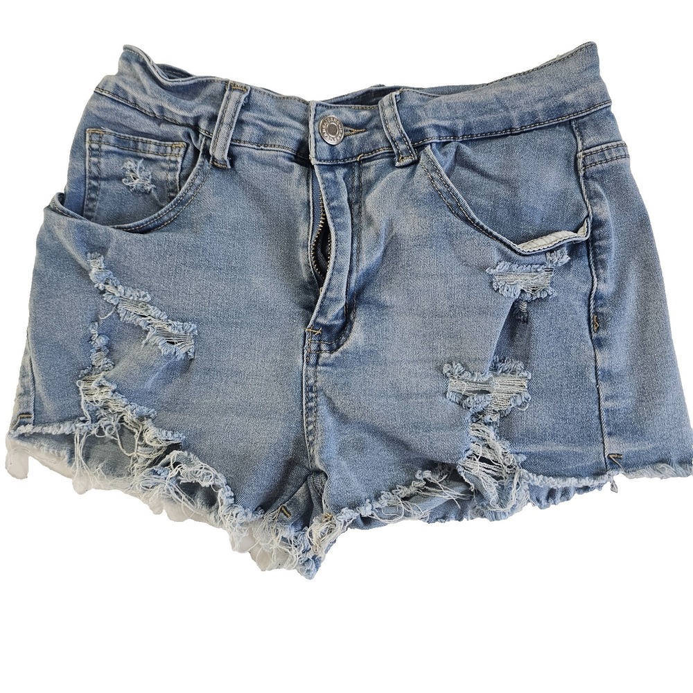 SHEIN Distressed Denim Cutoff Shorts Women's Size Small Light Wash Frayed